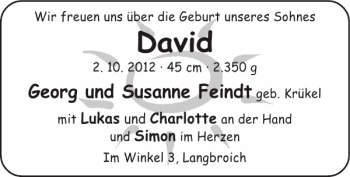 Glückwunschanzeige von David  von Super Sonntag / Super Mittwoch