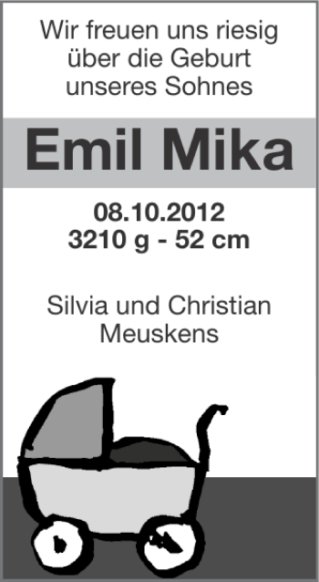 Glückwunschanzeige von Emil Mika von Super Sonntag / Super Mittwoch