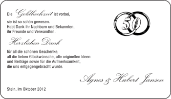 Glückwunschanzeige von Goldhochzeit  von Super Sonntag / Super Mittwoch