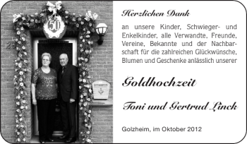 Glückwunschanzeige von Goldhochzeit  von Super Sonntag / Super Mittwoch