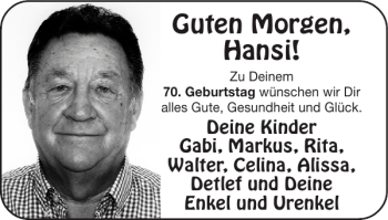 Glückwunschanzeige von Hansi  von Super Sonntag / Super Mittwoch