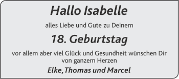 Glückwunschanzeige von Isabelle  von Aachener Zeitung / Aachener Nachrichten