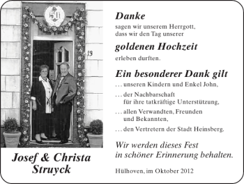 Glückwunschanzeige von Josef Christa Struyck von Super Sonntag / Super Mittwoch
