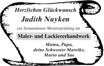 Glückwunschanzeige von Judith Nuyken von Super Sonntag / Super Mittwoch