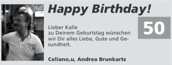 Glückwunschanzeige von Kalle  von Super Sonntag / Super Mittwoch