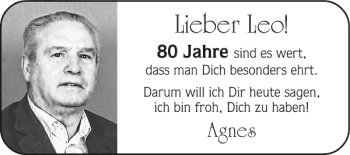 Glückwunschanzeige von Leo  von Super Sonntag / Super Mittwoch