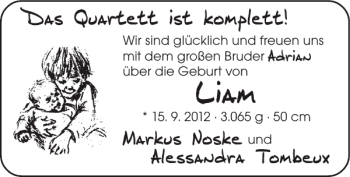 Glückwunschanzeige von Liam  von Super Sonntag / Super Mittwoch
