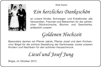 Glückwunschanzeige von Liesel und Josef Jung von Super Sonntag / Super Mittwoch