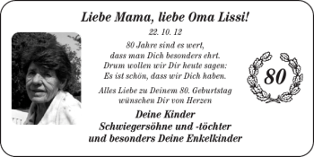 Glückwunschanzeige von Mama Oma Lissi von Super Sonntag / Super Mittwoch