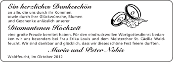 Glückwunschanzeige von Maria und Peter Nobis von Aachener Zeitung / Aachener Nachrichten