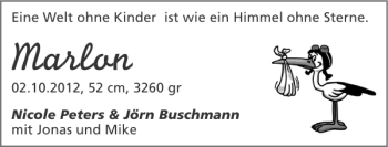 Glückwunschanzeige von Marlon  von Super Sonntag / Super Mittwoch