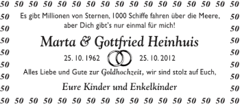Glückwunschanzeige von Marta Gottfried Heinhuis von Aachener Zeitung / Aachener Nachrichten