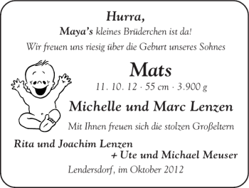 Glückwunschanzeige von Mats  von Super Sonntag / Super Mittwoch