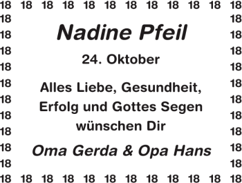 Glückwunschanzeige von Nadine Pfeil von Super Sonntag / Super Mittwoch