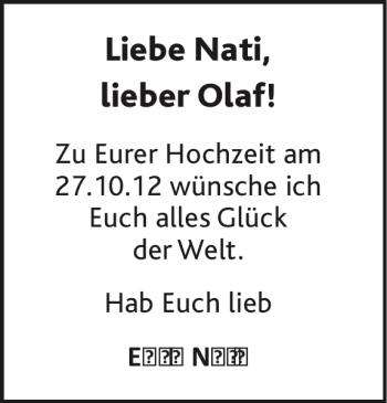 Glückwunschanzeige von Nati Olaf von Super Sonntag / Super Mittwoch