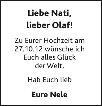 Glückwunschanzeige von Nati Olaf von Super Sonntag / Super Mittwoch