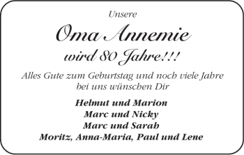 Glückwunschanzeige von Oma Annemie von Super Sonntag / Super Mittwoch