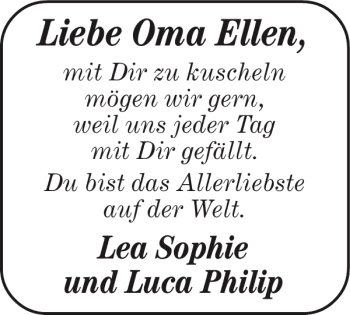 Glückwunschanzeige von Oma Ellen von Aachener Zeitung / Aachener Nachrichten