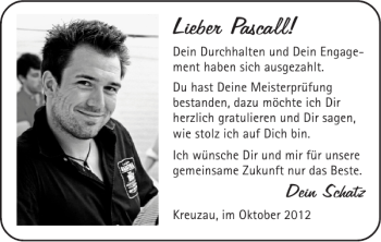 Glückwunschanzeige von Pascall  von Super Sonntag / Super Mittwoch