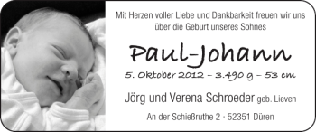 Glückwunschanzeige von Paul-Johann  von Super Sonntag / Super Mittwoch