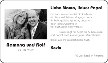 Glückwunschanzeige von Ramona und Rolf von Super Sonntag / Super Mittwoch