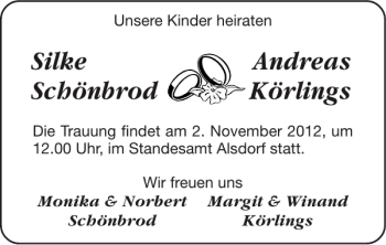 Glückwunschanzeige von Silke Andreas Schönbrod Körlings von Super Sonntag / Super Mittwoch