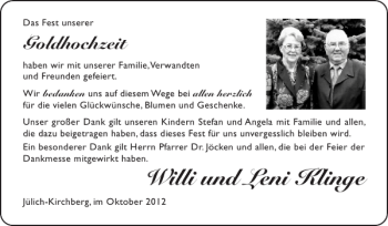 Glückwunschanzeige von Willi und Leni Klinge von Super Sonntag / Super Mittwoch