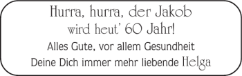 Glückwunschanzeige von der Jakob von Super Sonntag / Super Mittwoch