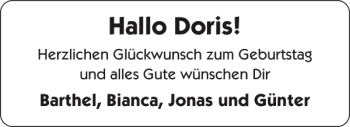 Glückwunschanzeige von Doris  von Aachener Zeitung / Aachener Nachrichten