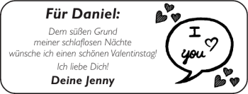 Glückwunschanzeige von Für Daniel von Super Sonntag / Super Mittwoch