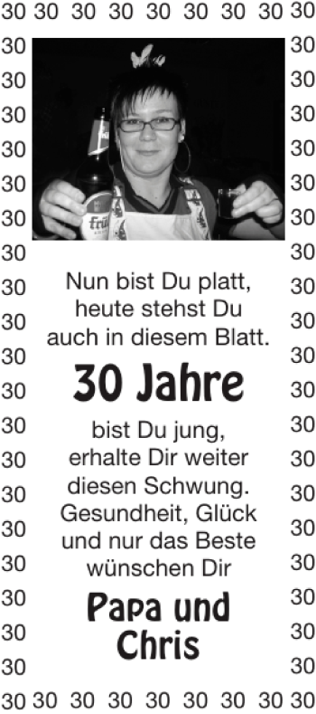 Glückwunschanzeige von Papa und Chris von Aachener Zeitung / Aachener Nachrichten