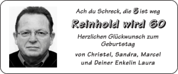Glückwunschanzeige von Reinhold Reinhold von Super Sonntag / Super Mittwoch