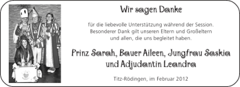 Glückwunschanzeige von Sarah und Aileen und Saskia und Leandra  von Aachener Zeitung / Aachener Nachrichten