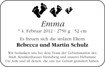 Glückwunschanzeige von Emma  von Super Sonntag / Super Mittwoch