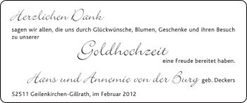 Glückwunschanzeige von Goldhochzeit  von Super Sonntag / Super Mittwoch