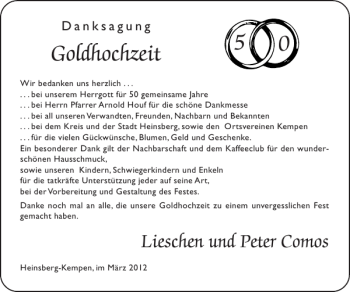 Glückwunschanzeige von Goldhochzeit  von Super Sonntag / Super Mittwoch