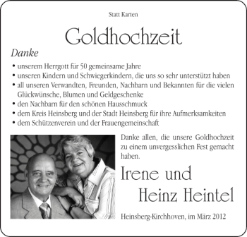 Glückwunschanzeige von Goldhochzeit  von Super Sonntag / Super Mittwoch