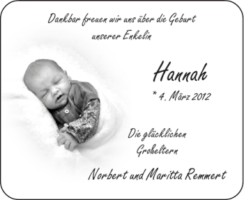 Glückwunschanzeige von Hannah  von Aachener Zeitung / Aachener Nachrichten