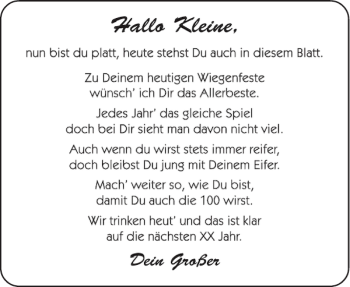 Glückwunschanzeige von Kleine  von Aachener Zeitung / Aachener Nachrichten