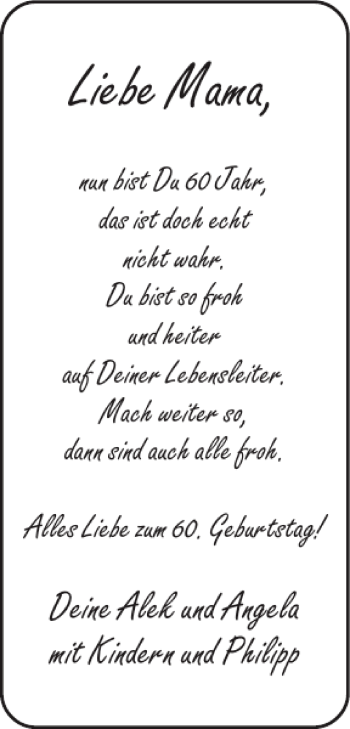 Glückwunschanzeige von Mama  von Super Sonntag / Super Mittwoch