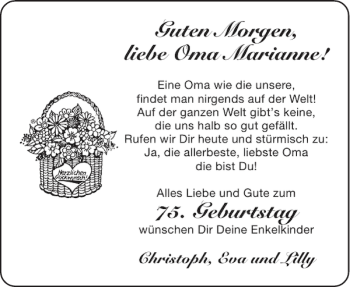 Glückwunschanzeige von Oma Marianne von Aachener Zeitung / Aachener Nachrichten