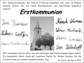 Glückwunschanzeige von Erstkommunion  von Super Sonntag / Super Mittwoch