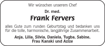 Glückwunschanzeige von Frank Fervers von Super Sonntag / Super Mittwoch
