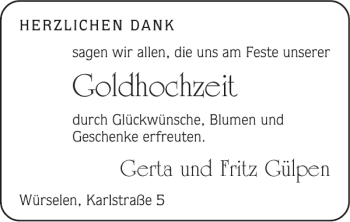 Glückwunschanzeige von Goldhochzeit  von Super Sonntag / Super Mittwoch