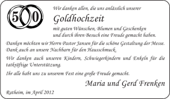 Glückwunschanzeige von Goldhochzeit  von Super Sonntag / Super Mittwoch