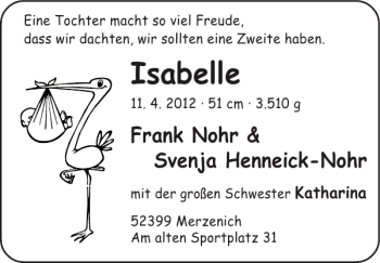 Glückwunschanzeige von Isabelle  von Super Sonntag / Super Mittwoch