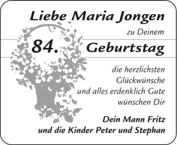 Glückwunschanzeige von Maria Jongen von Aachener Zeitung / Aachener Nachrichten