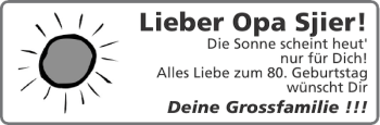 Glückwunschanzeige von Opa Sjier von Aachener Zeitung / Aachener Nachrichten