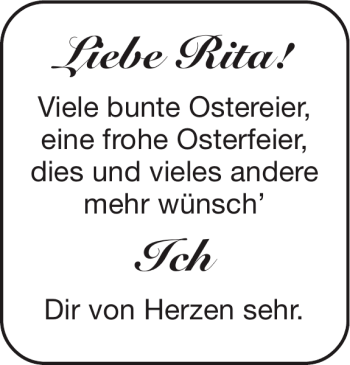 Glückwunschanzeige von Rita  von Super Sonntag / Super Mittwoch