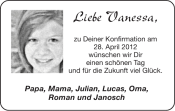 Glückwunschanzeige von Vanessa  von Super Sonntag / Super Mittwoch